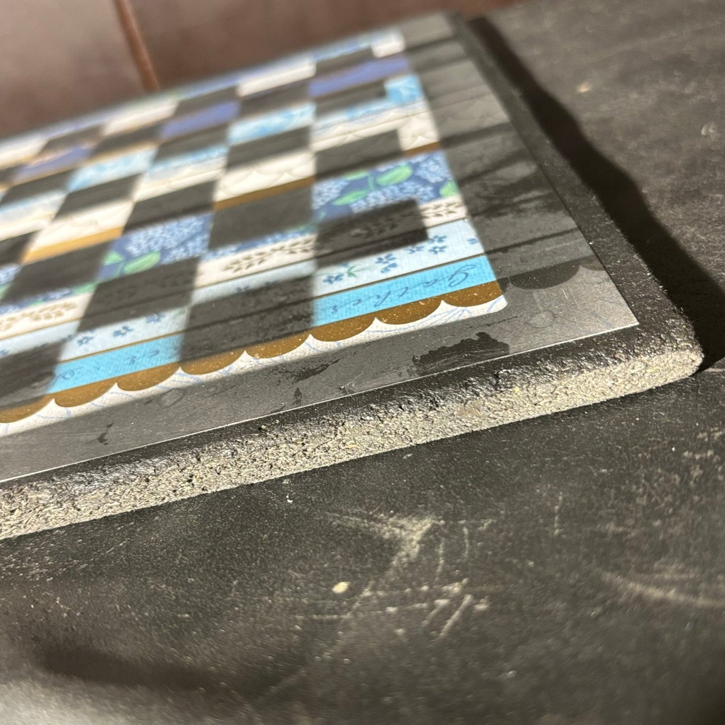 Golden Lining Blue - Scrapbook Chess Board