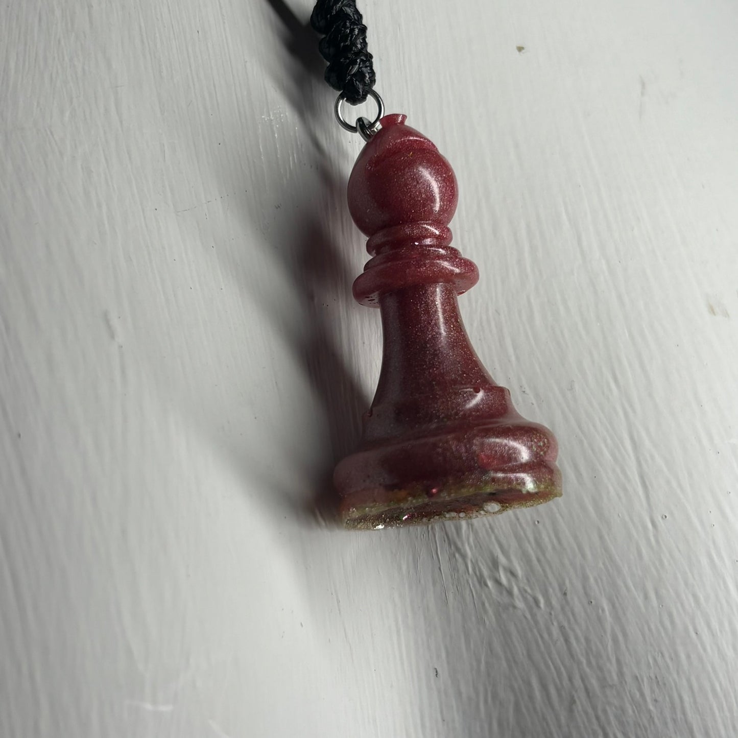 Violet Purple Bishop - Handmade Resin Chess Necklace