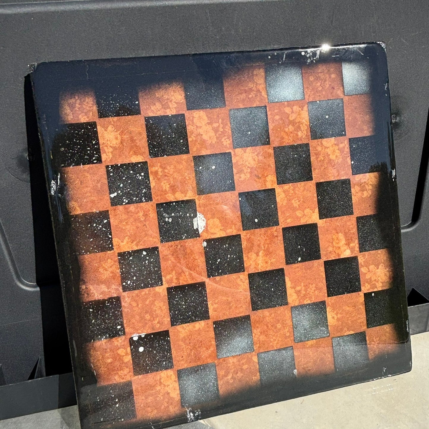 Orange & Black - Resin Coated Chess Board
