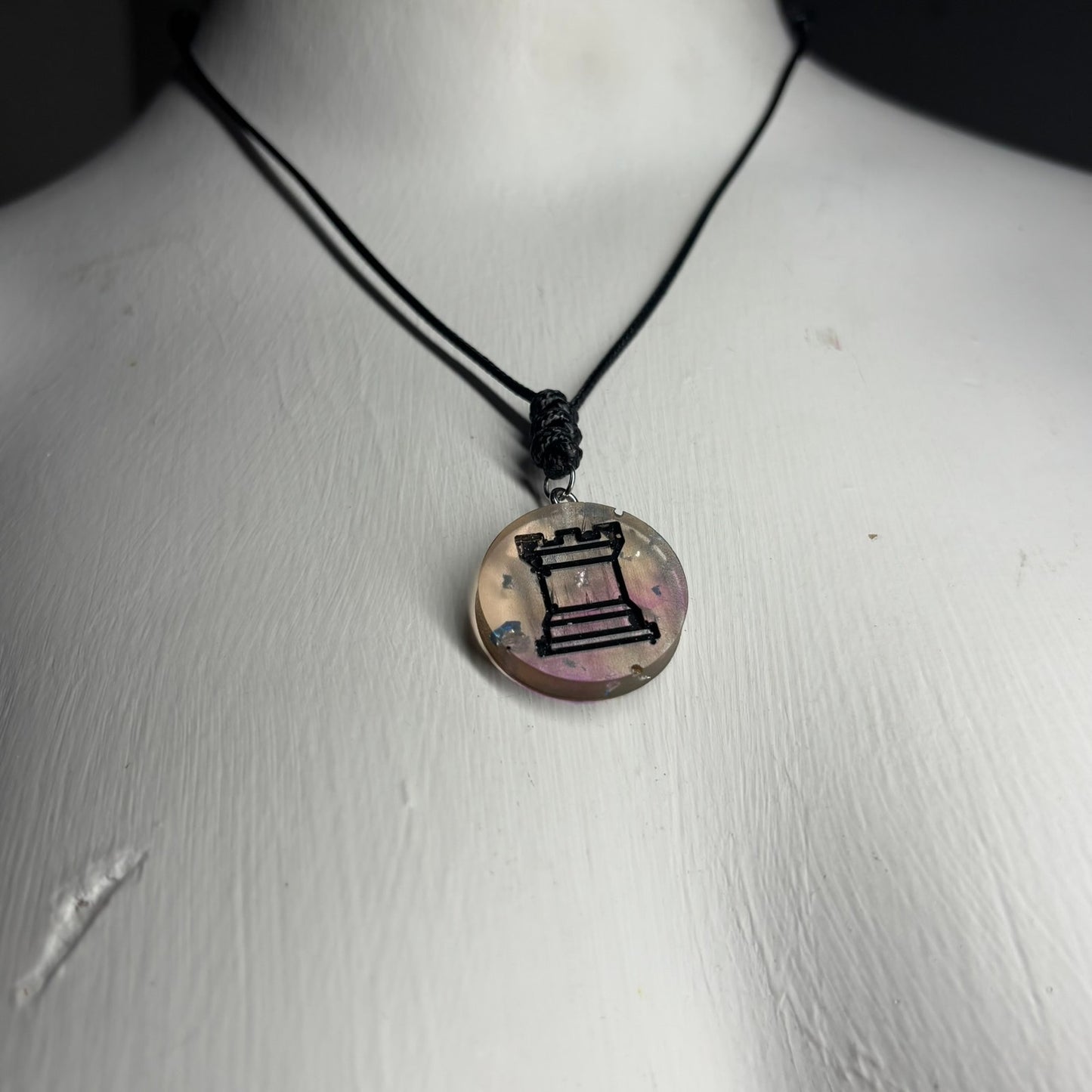 Cosmic Mixed Rook - Handmade Resin Chess Necklace
