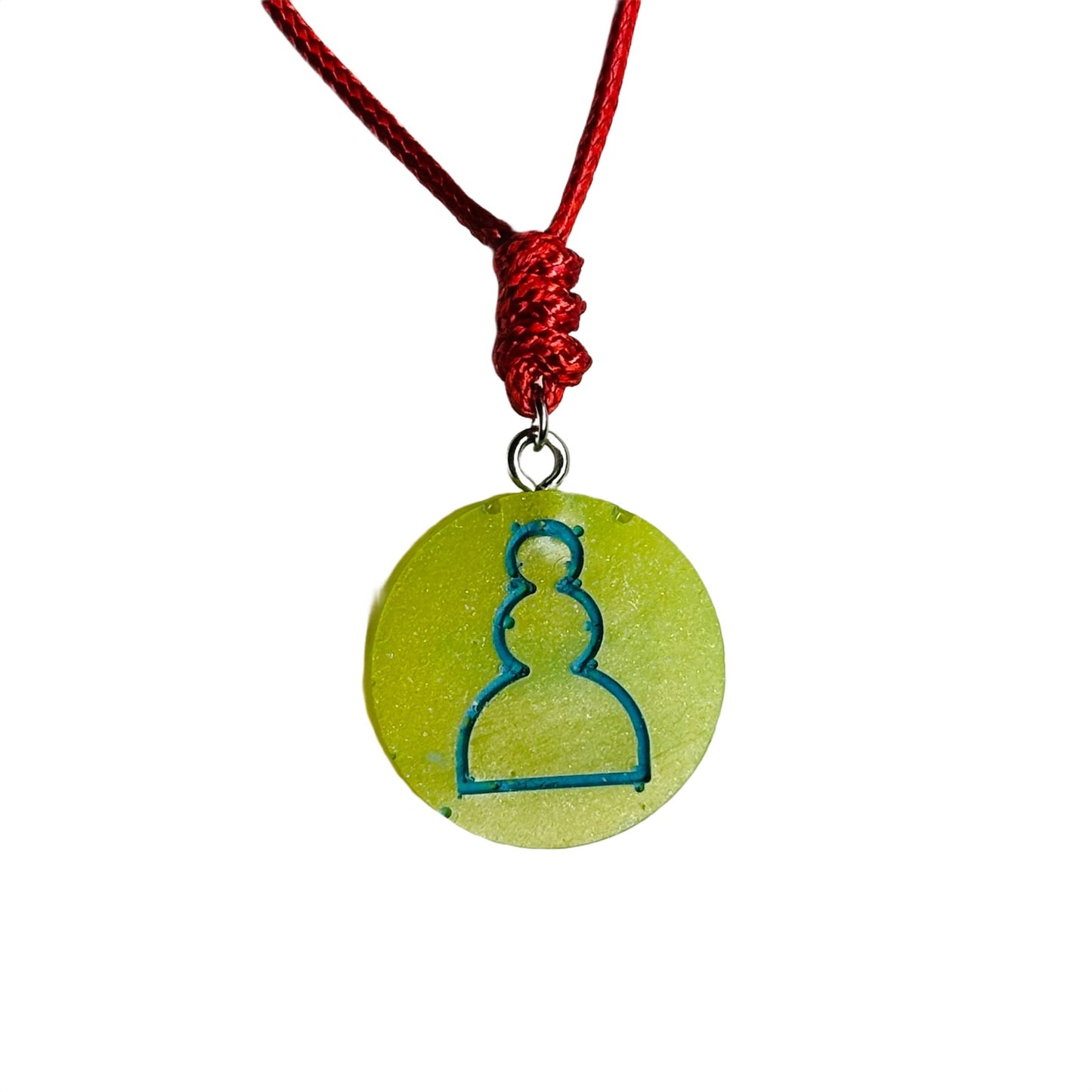 Lime Pawn - Handmade Resin Chess Necklace