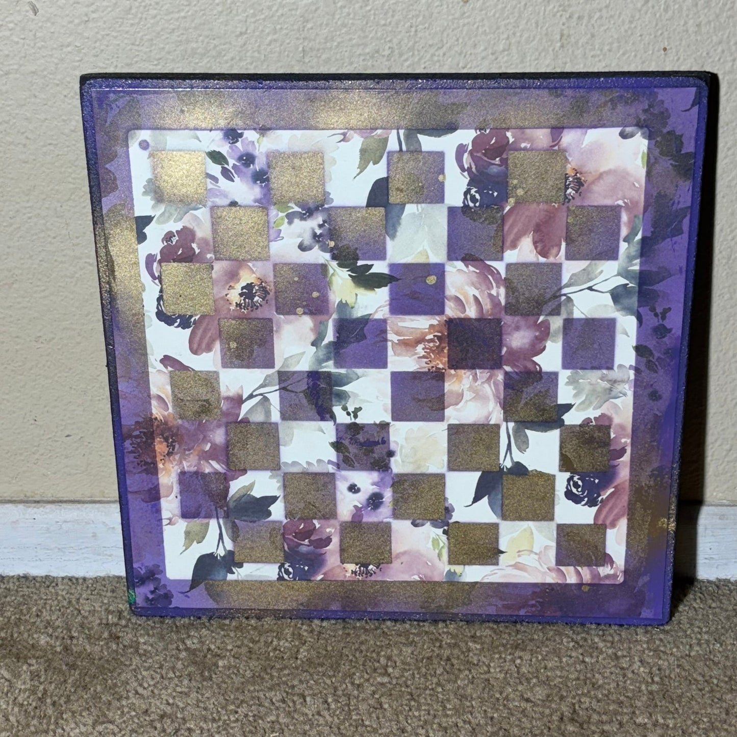 Royal Purple Flowers - Scrapbook Chess Board
