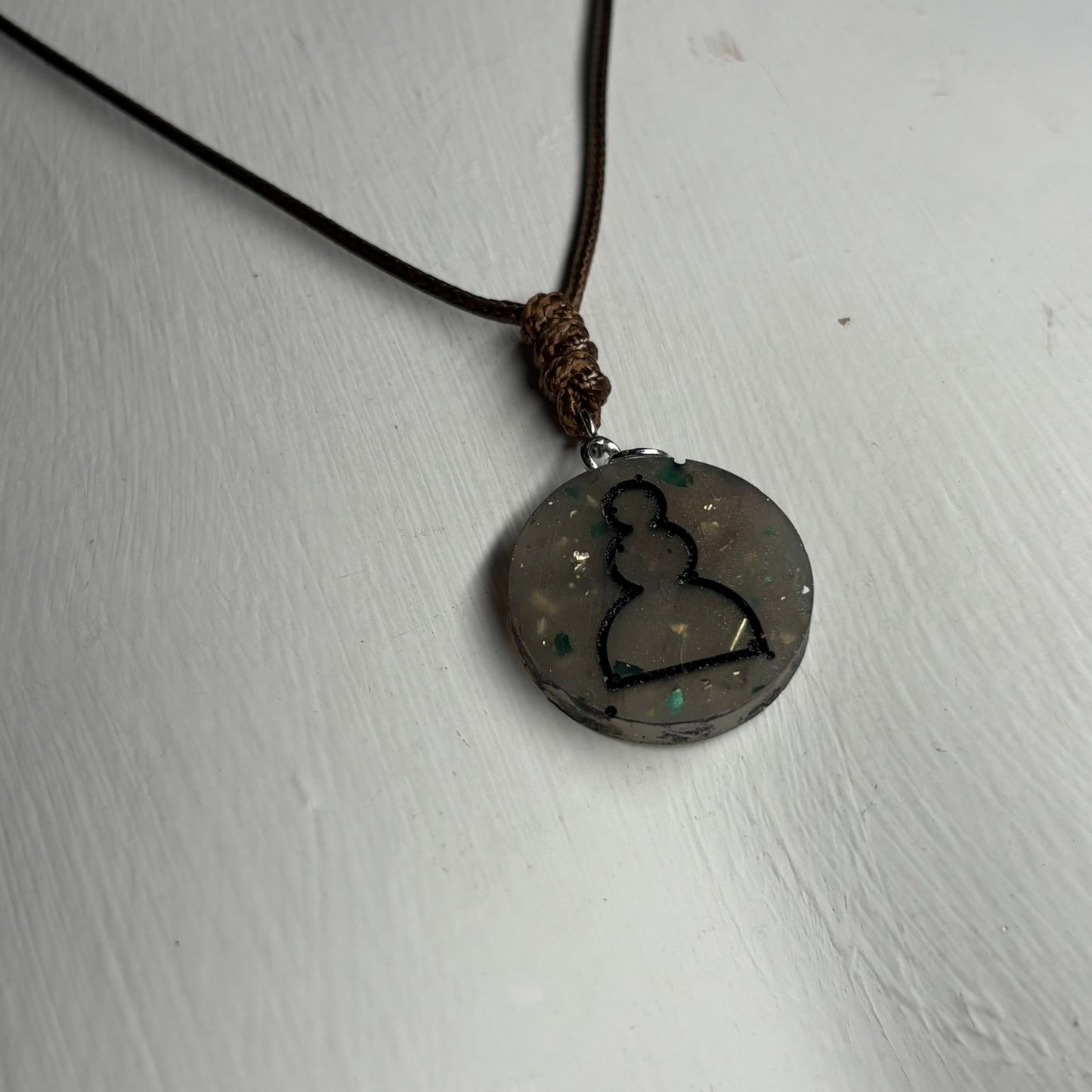 Classic Gray Pawn - Handmade Resin Chess Necklace