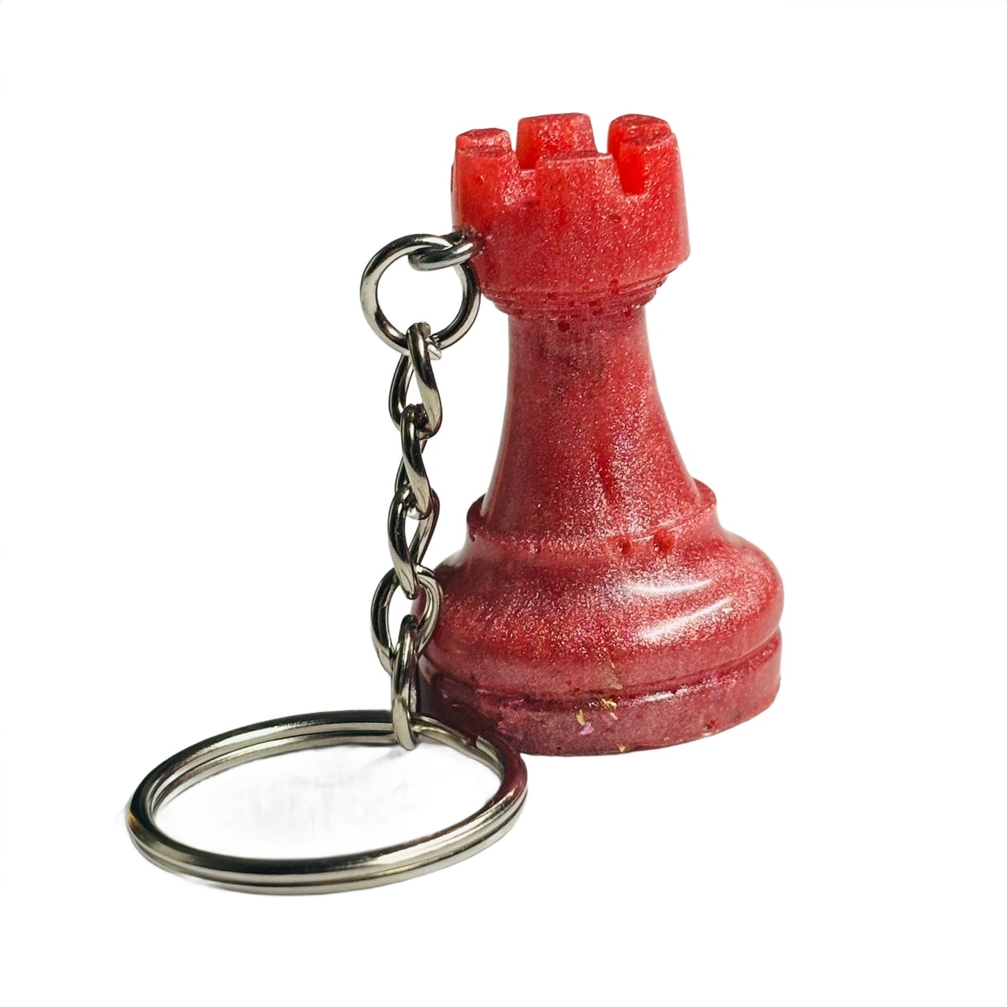 Red Sparkle Rook - Handmade Resin Keychain