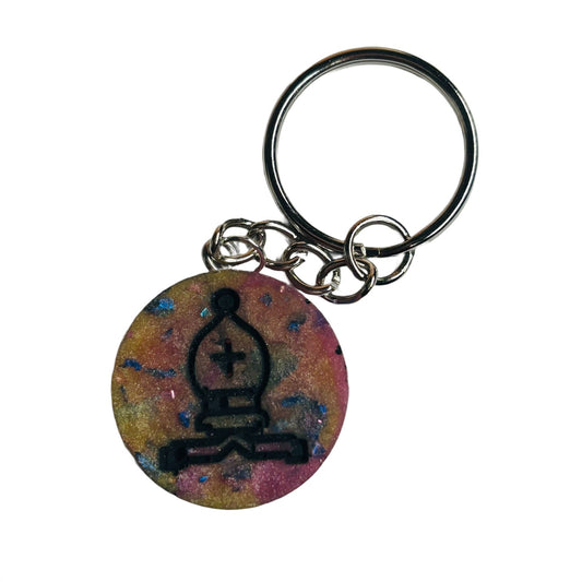 Dark Color Mixed Bishop - Handmade Resin Keychain