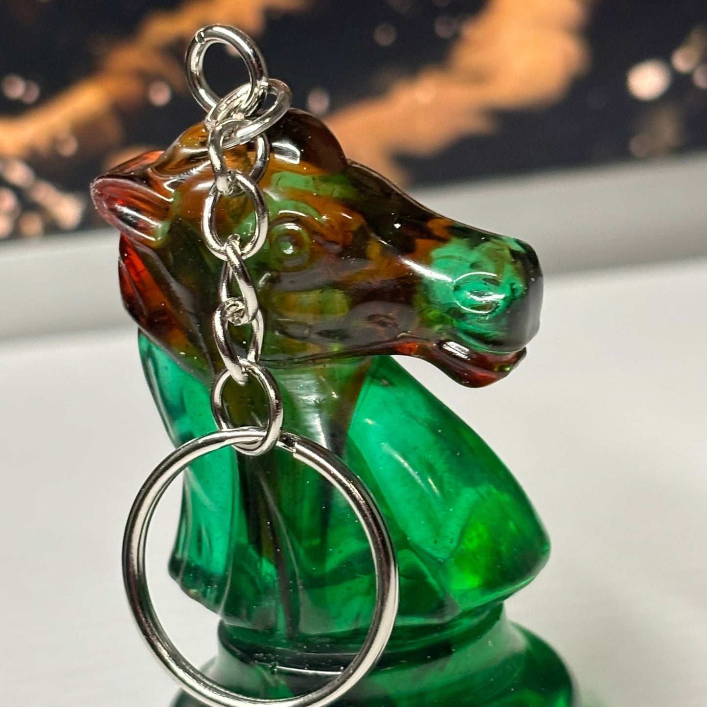 Speedy Green Knight - Handmade Resin Keychain - Large Edition