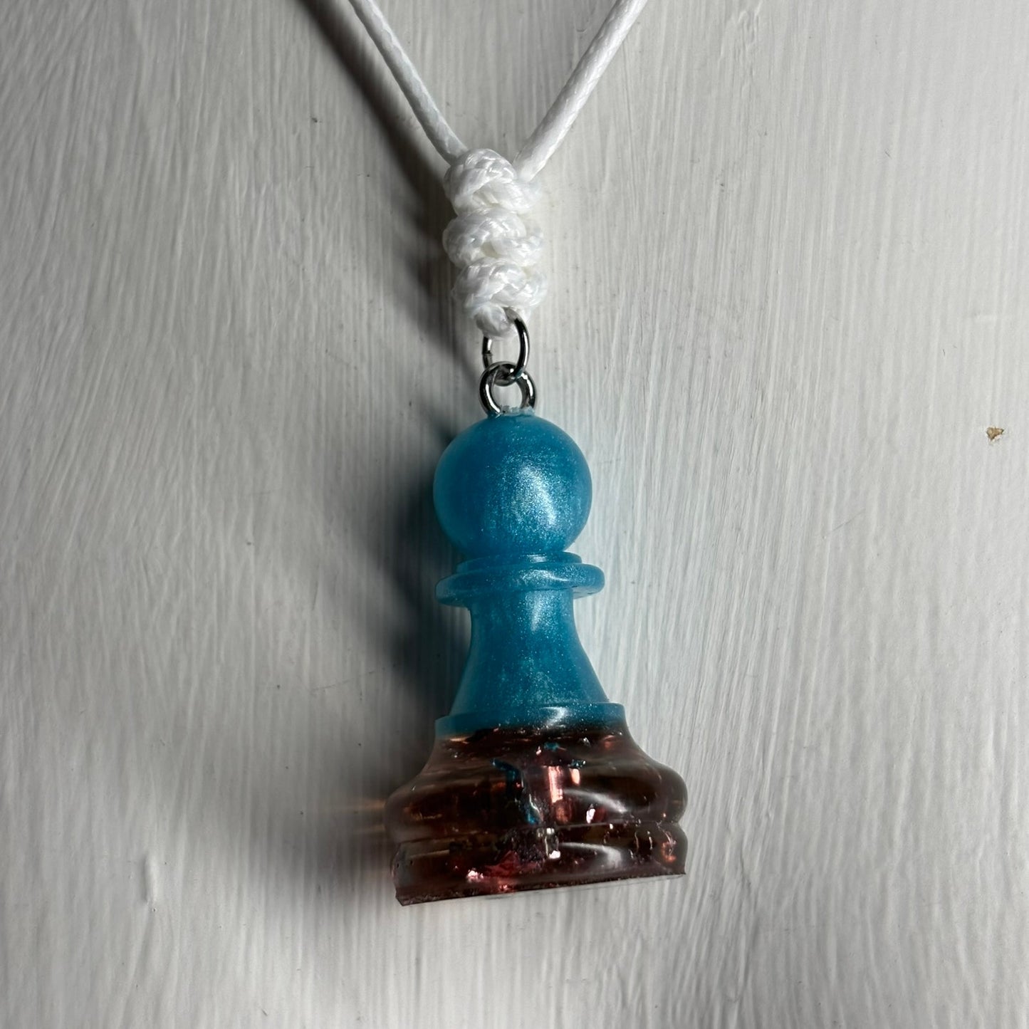 Blue Royal Pawn - Handmade Resin Chess Necklace