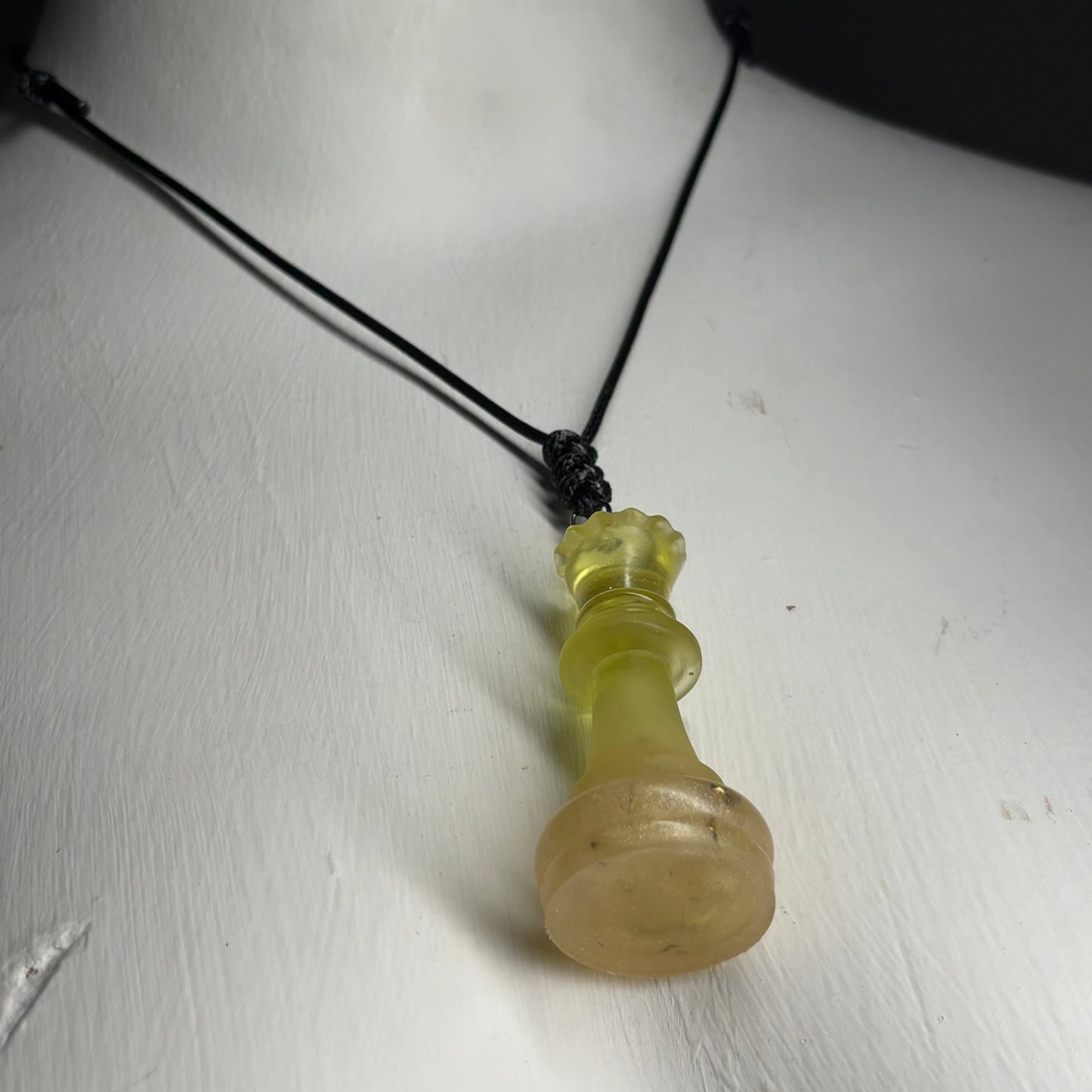 Transparent Yellow Queen - Handmade Resin Chess Necklace