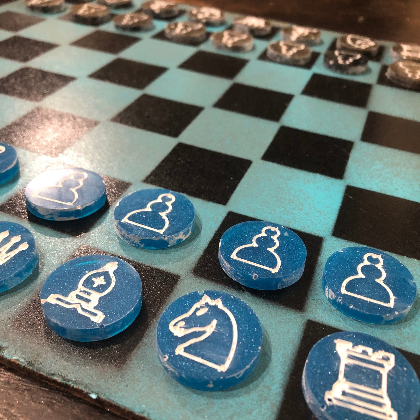 Cold Blue - Painted Chess Set