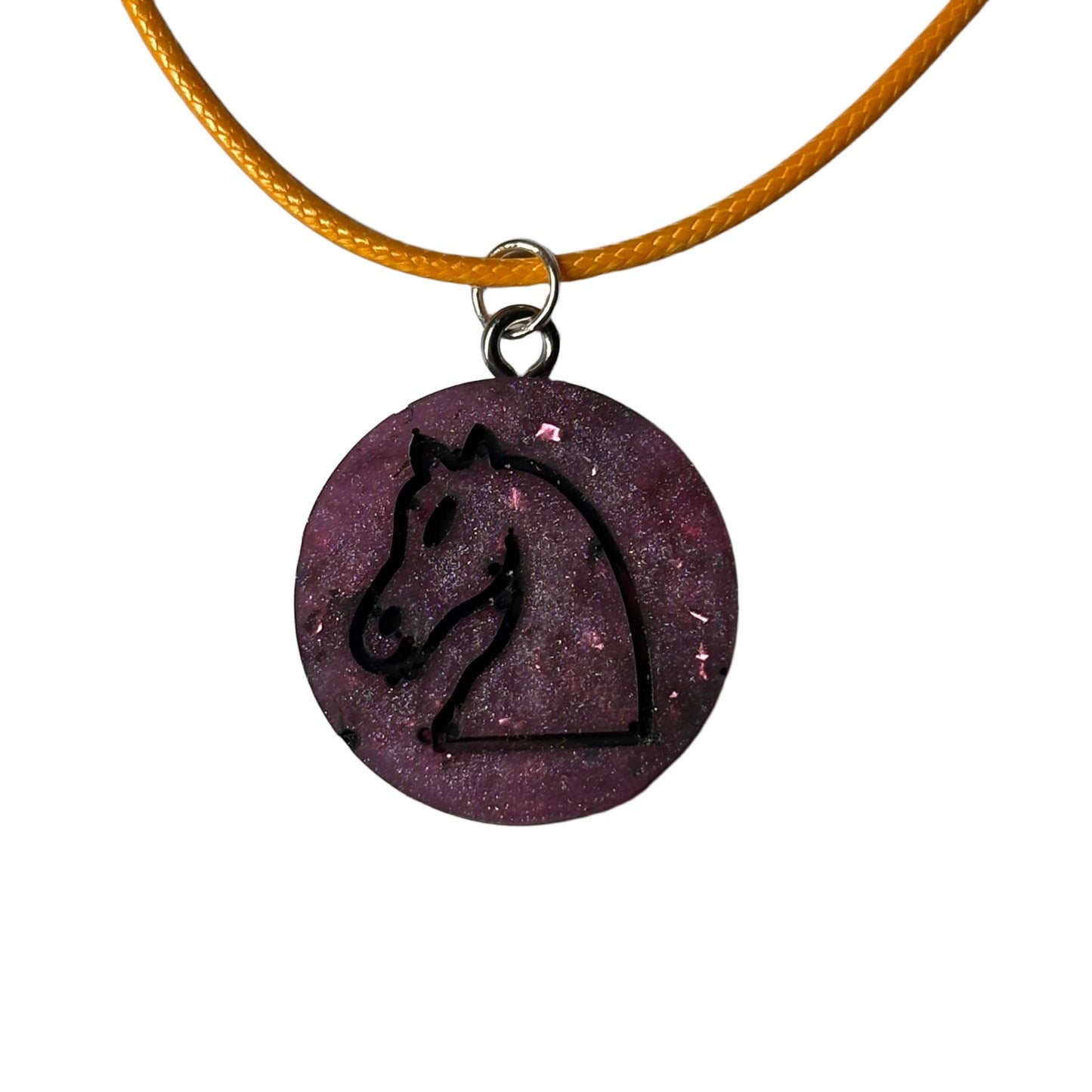 Purple/Pink Knight - Handmade Resin Chess Necklace