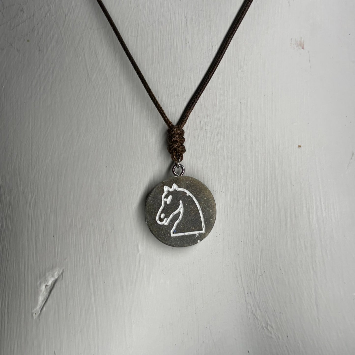 Hazel Green Knight - Handmade Resin Chess Necklace