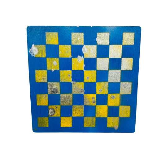 Blue Yellow Mix - Painted Thin Wooden Chess Board
