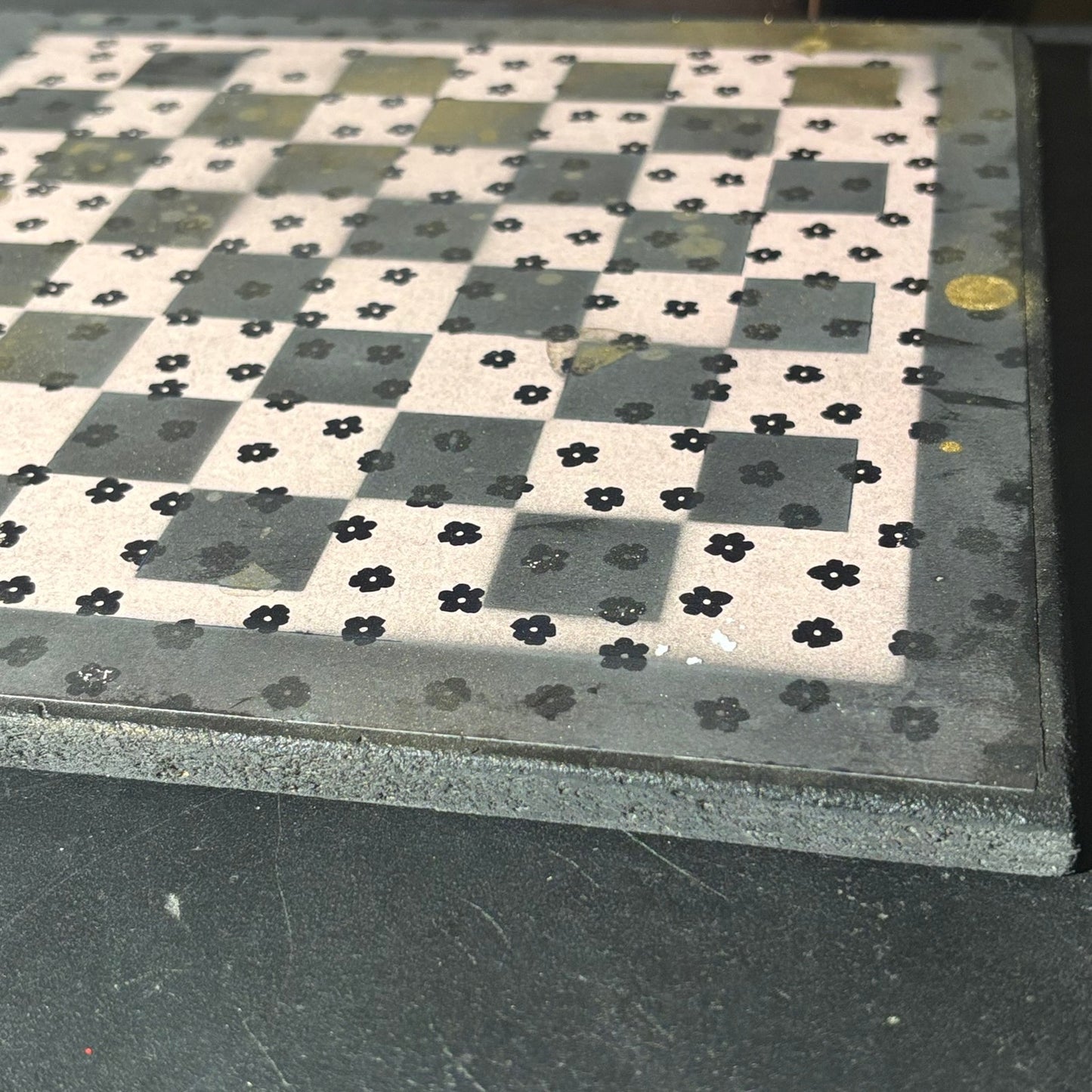 Golden Black Flower Mist - Scrapbook Chess Board