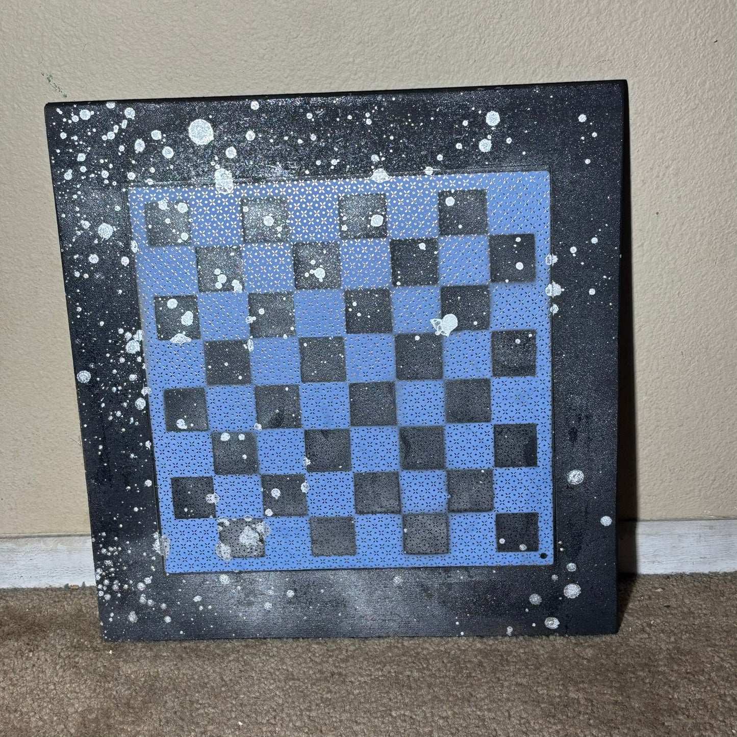 Simplistic Blue Chrome Drip - Large Scrapbook Chess Board