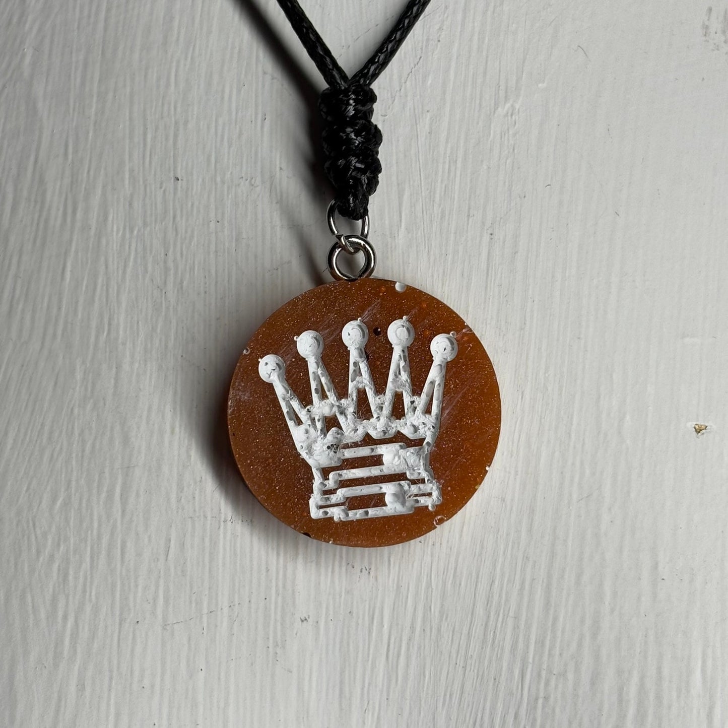 Orange Red Queen - Handmade Resin Chess Necklace