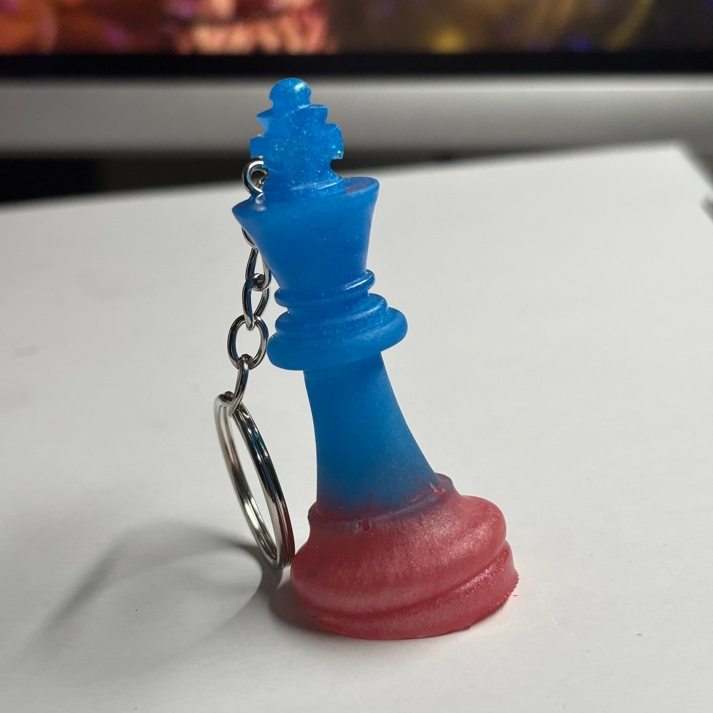 Blue Slanted King - Handmade Resin Keychain