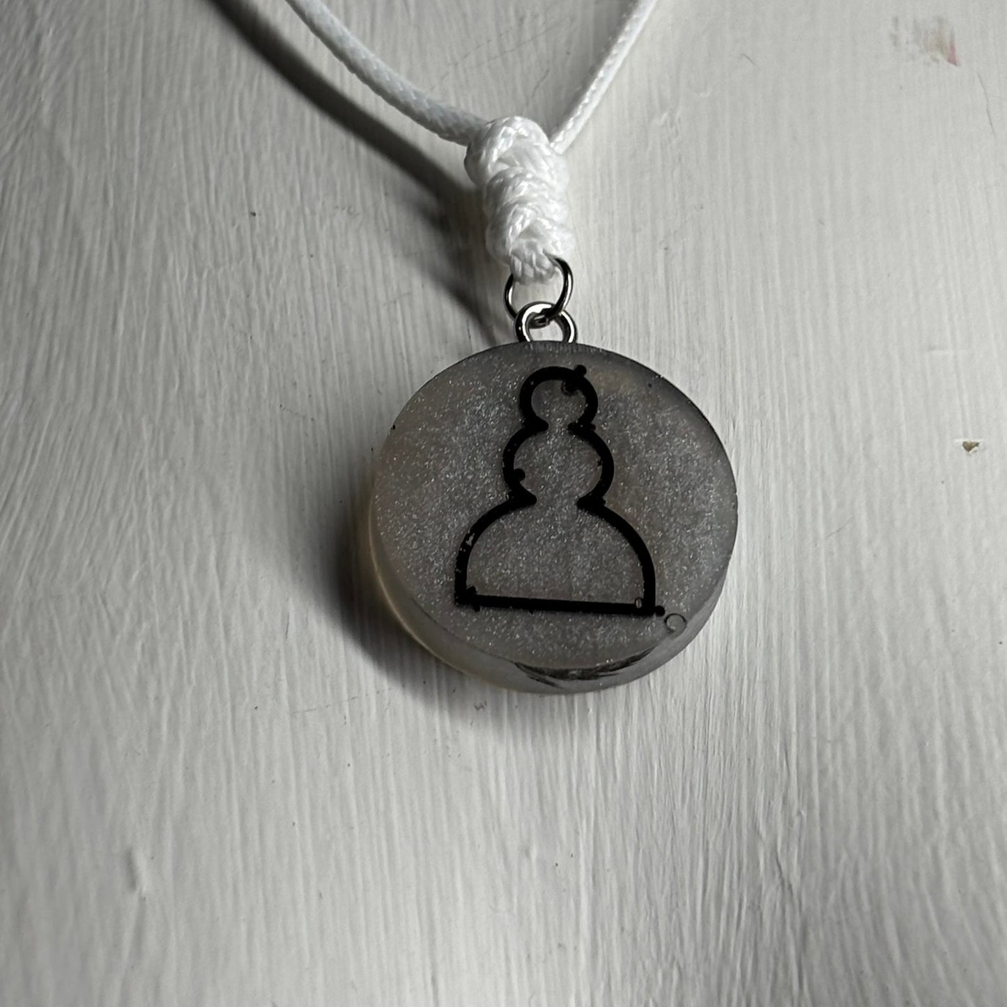 Silver Pawn - Handmade Resin Chess Necklace