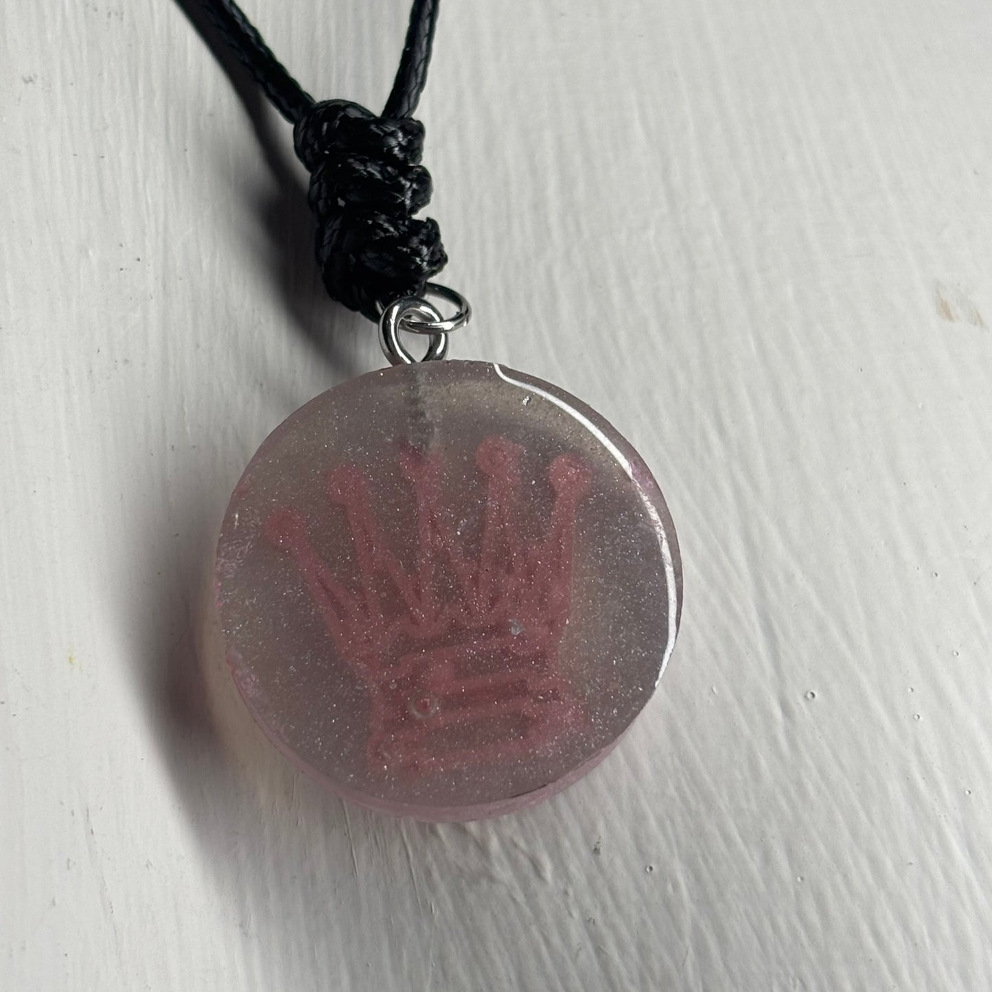 Silver Pink Queen - Handmade Resin Chess Necklace