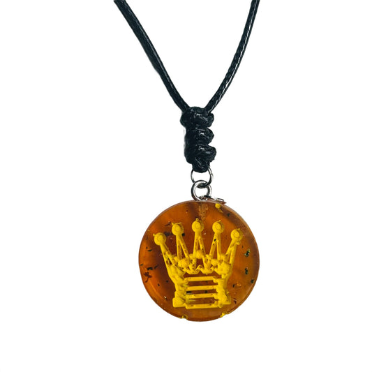 Fire Orange Queen - Handmade Resin Chess Necklace