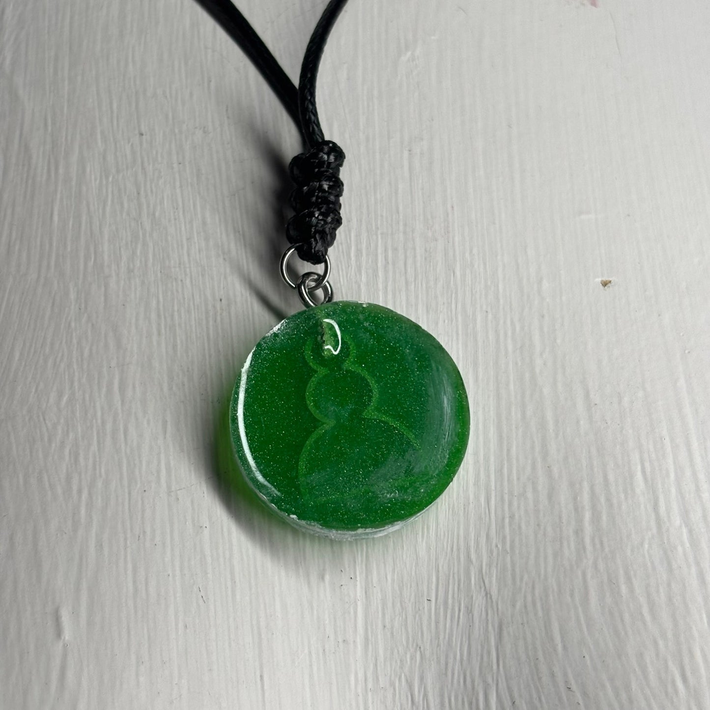 Simple Green Pawn - Handmade Resin Chess Necklace