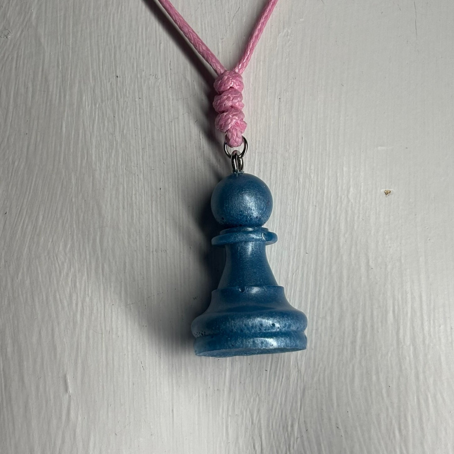 Blue Pawn - Handmade Resin Chess Necklace