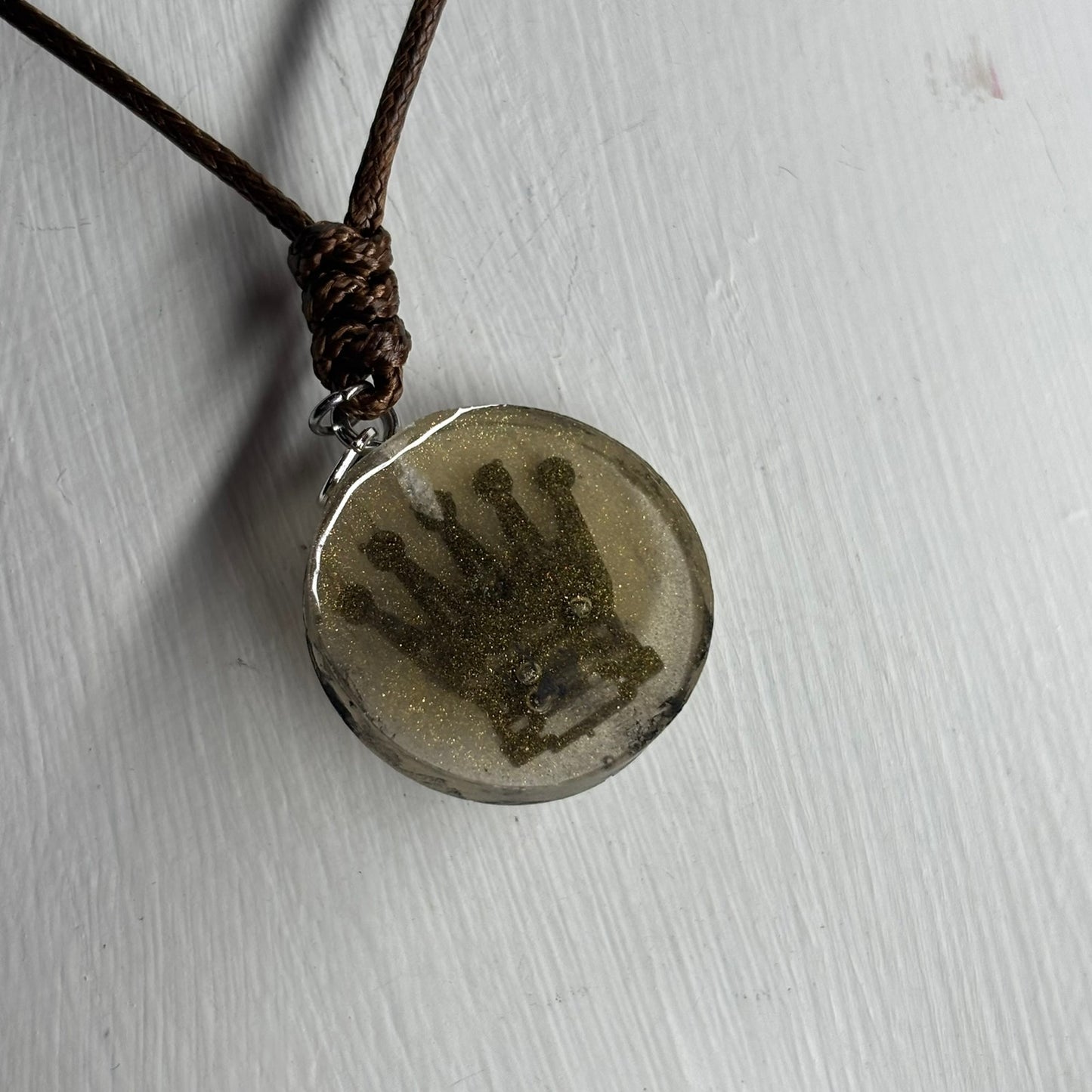 Vintage Dark Queen - Handmade Resin Chess Necklace