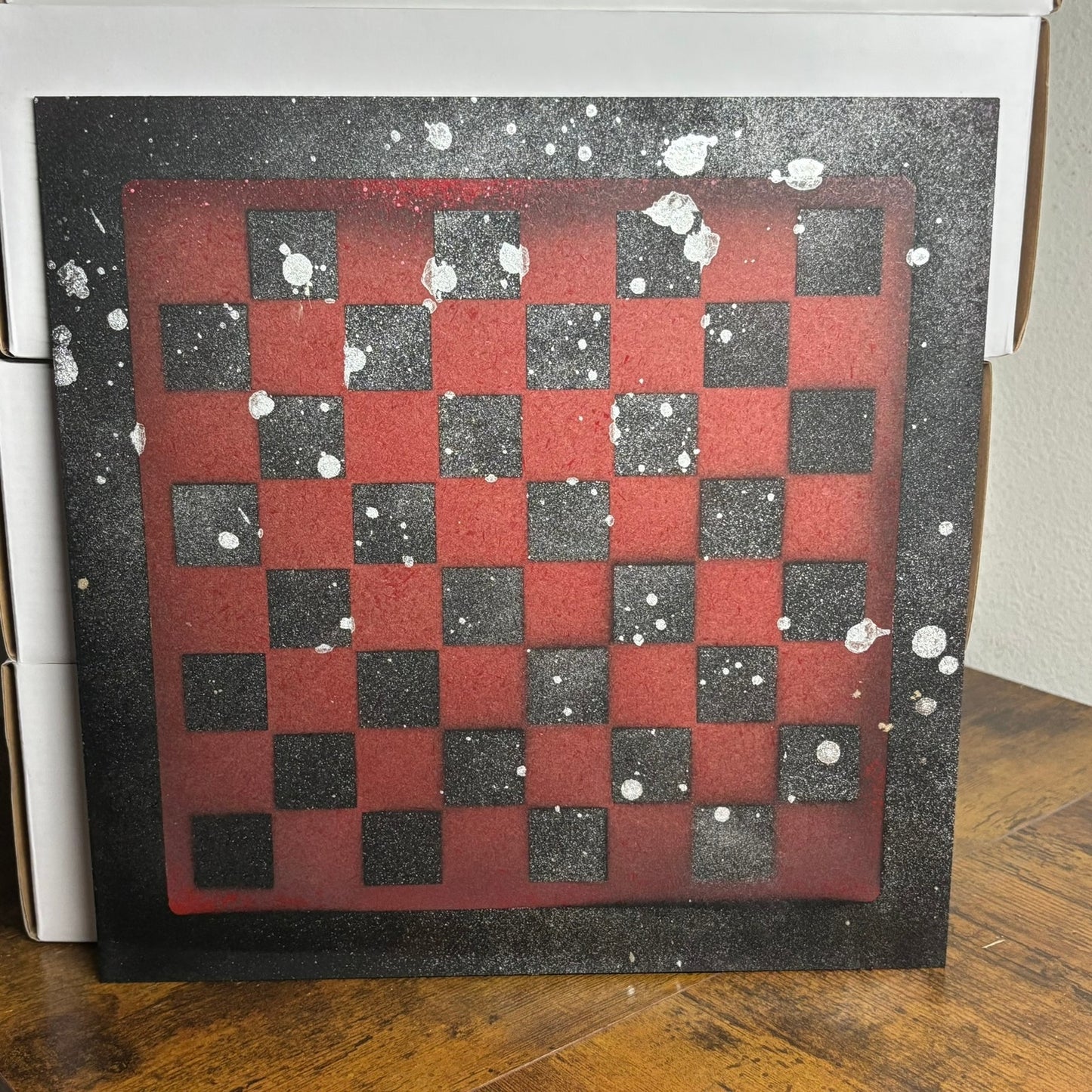 Chrome Red & Black - Painted Chess Board