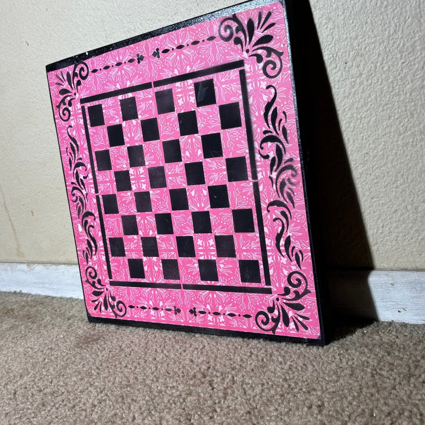 Pink & Black - Scrapbook Chess Board