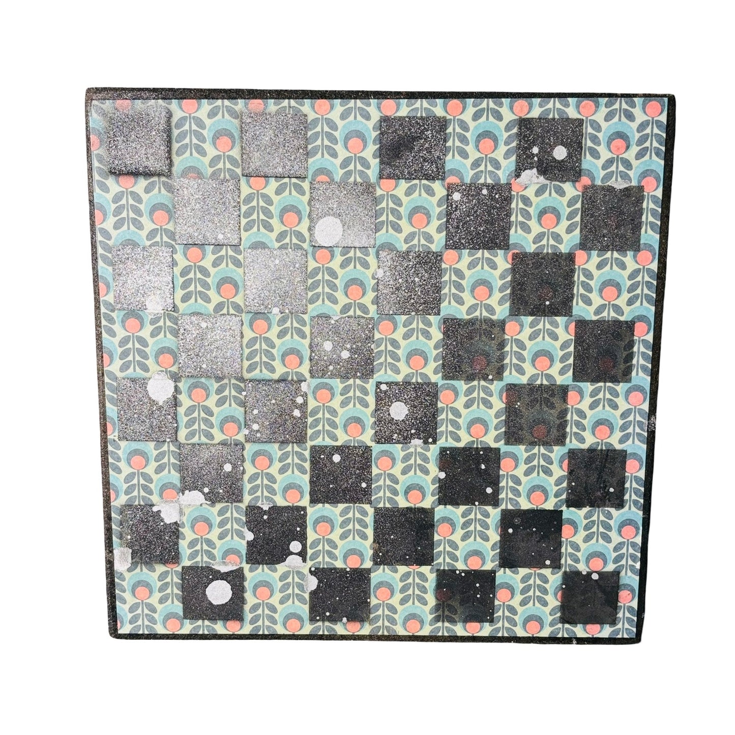 Vintage Peach Flowers - Scrapbook Chess Board