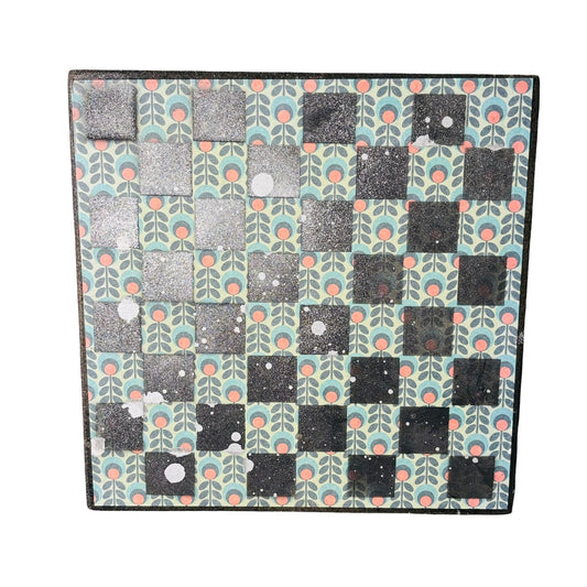 Vintage Peach Flowers - Scrapbook Chess Board