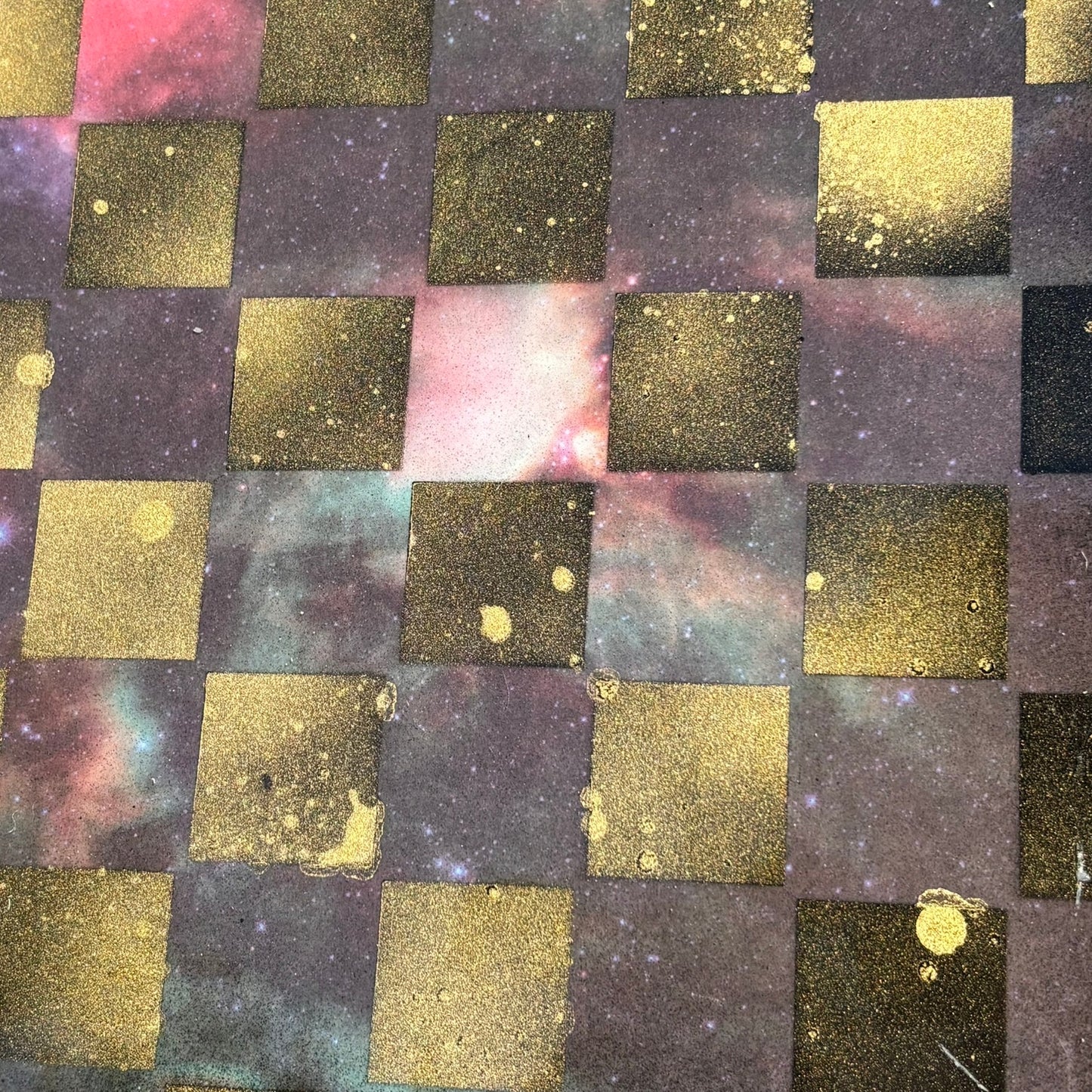 Golden Space Galaxy - Resin Coated Chess Board