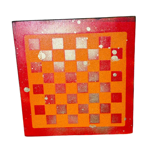 Red Orange Fire - Painted Chess Board