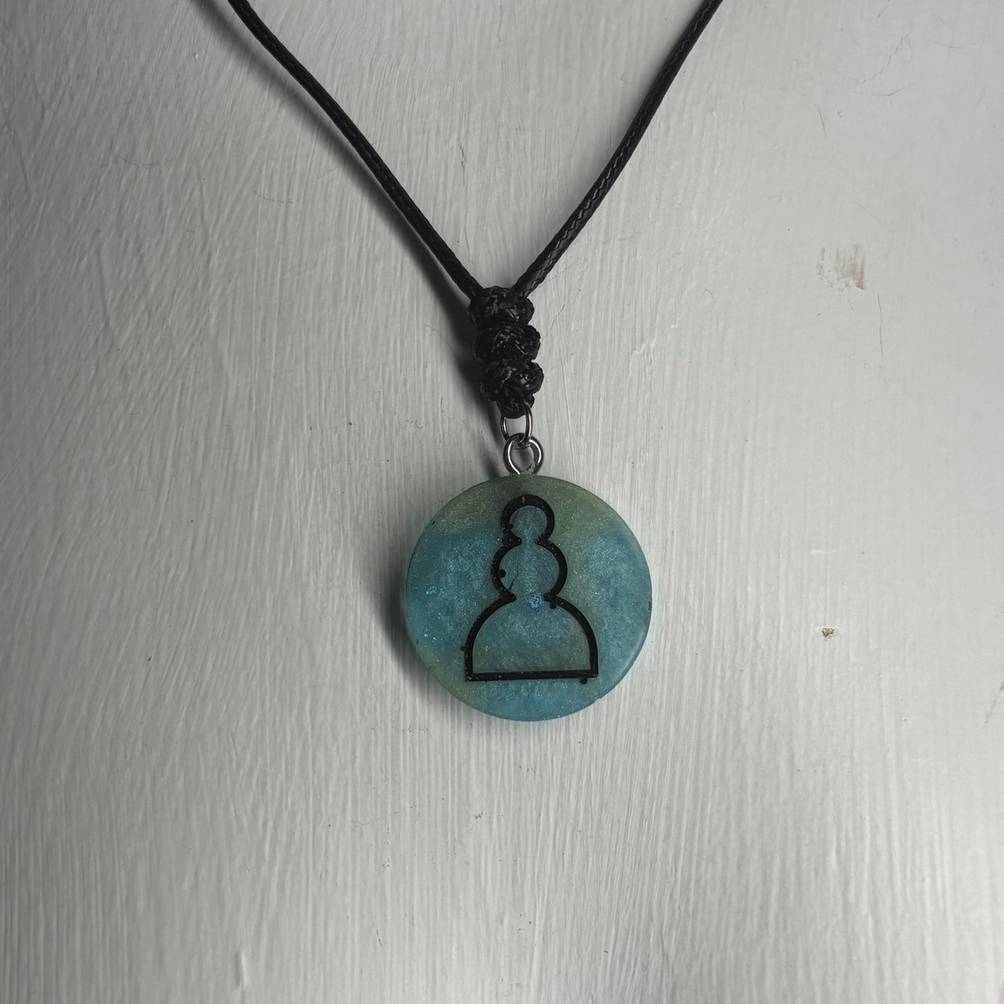 Crystal Blue Pawn - Handmade Resin Chess Necklace