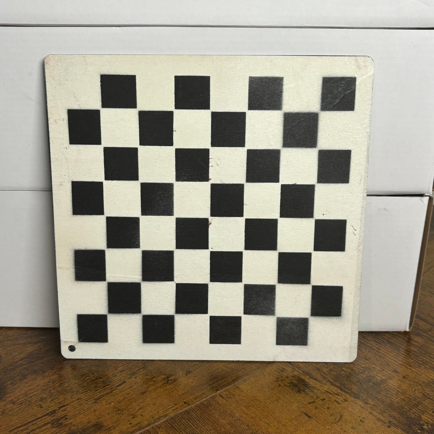 Cream White & Black - Painted Thin Wooden Chess Board