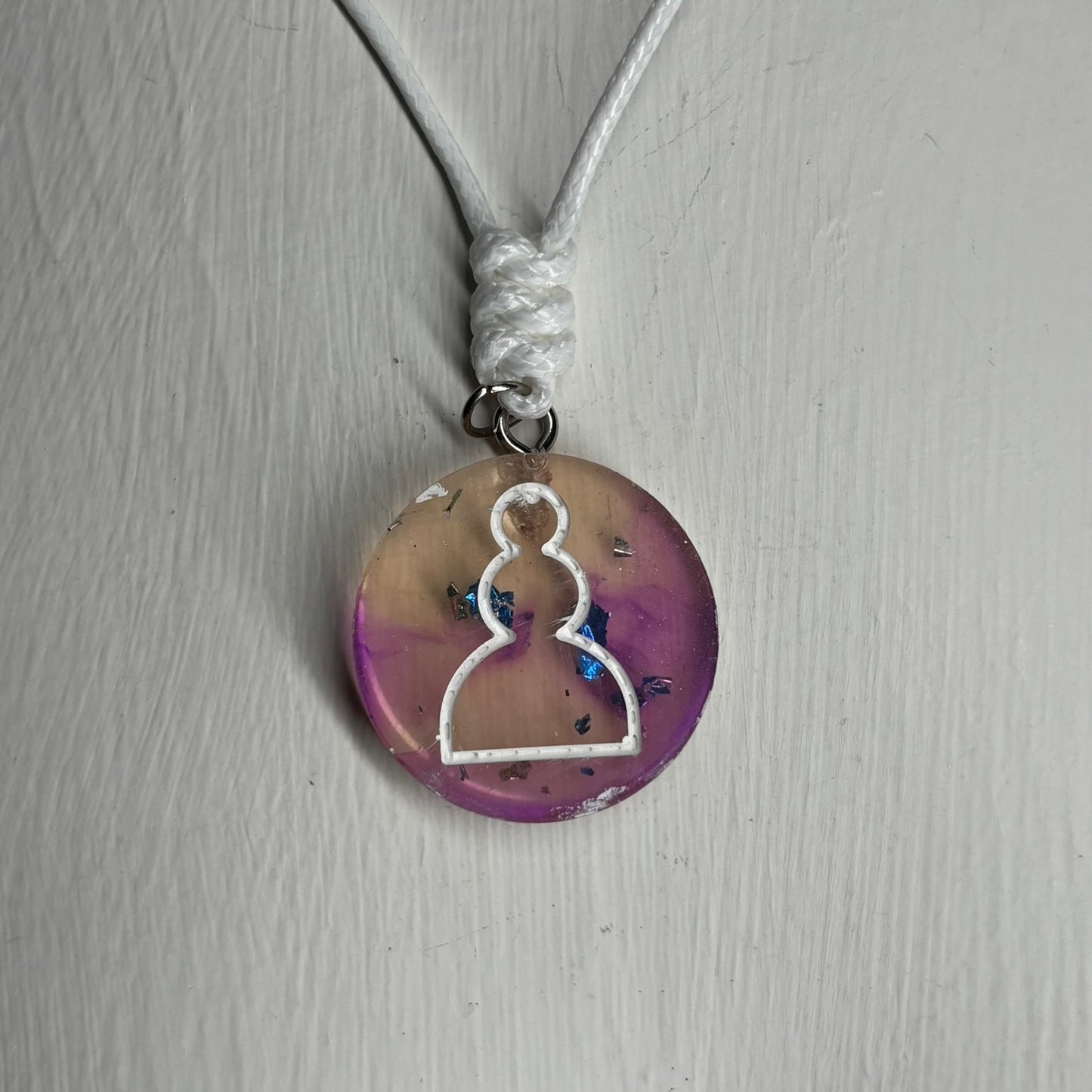 Cosmic Purple Pawn - Handmade Resin Chess Necklace