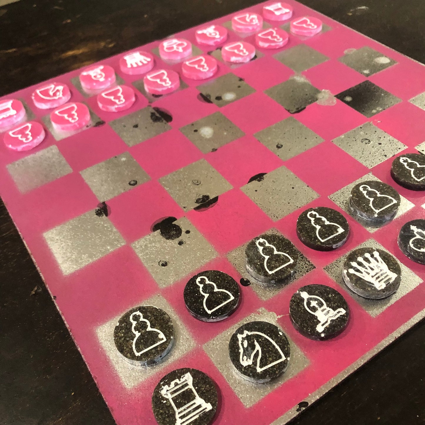 Chrome Fade Pink - Painted Chess Set