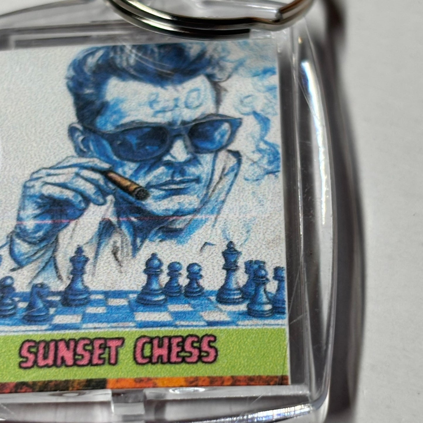 Cool Blue - Chess  Photo Keychain