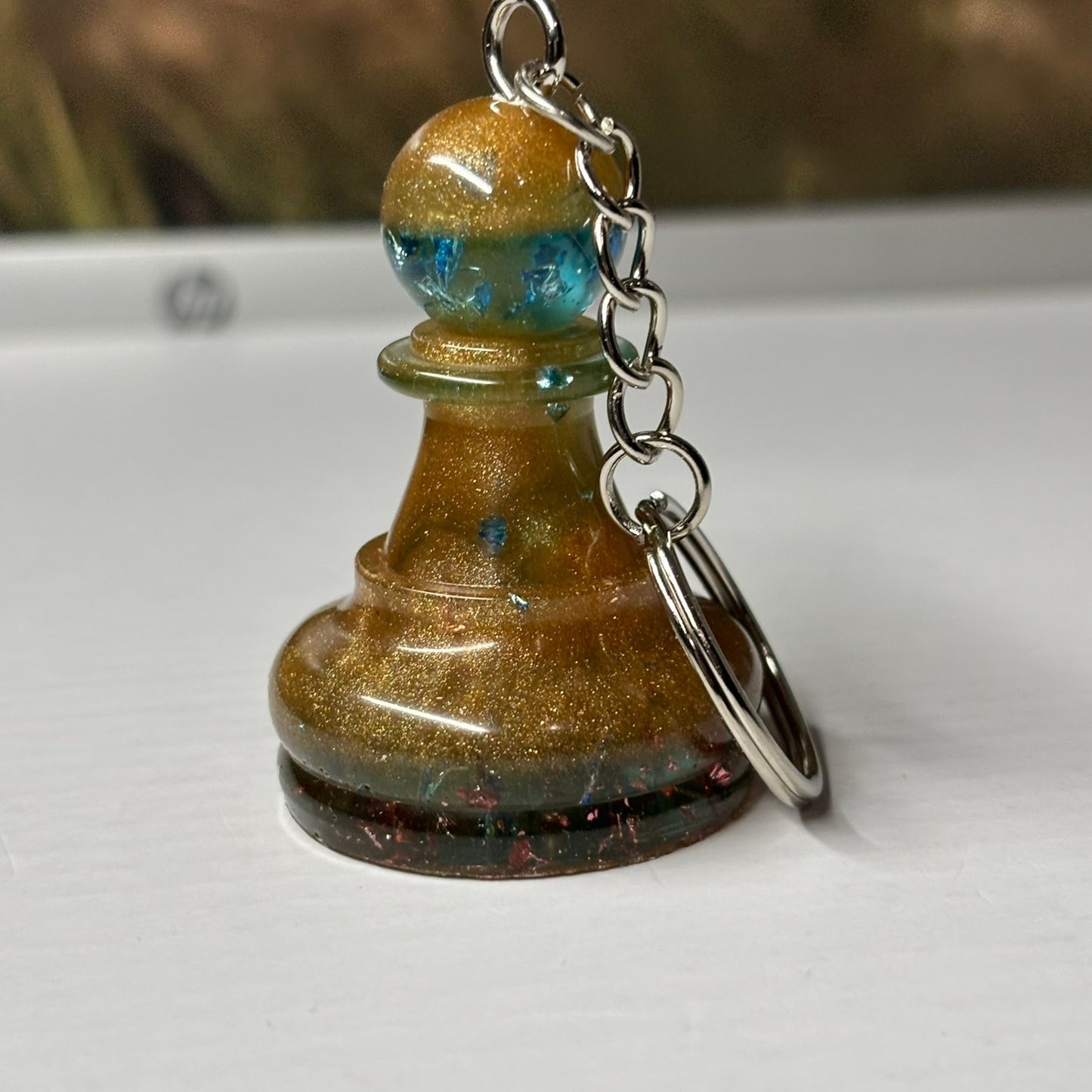 Brown Royalty Pawn - Handmade Resin Keychain - Large Edition