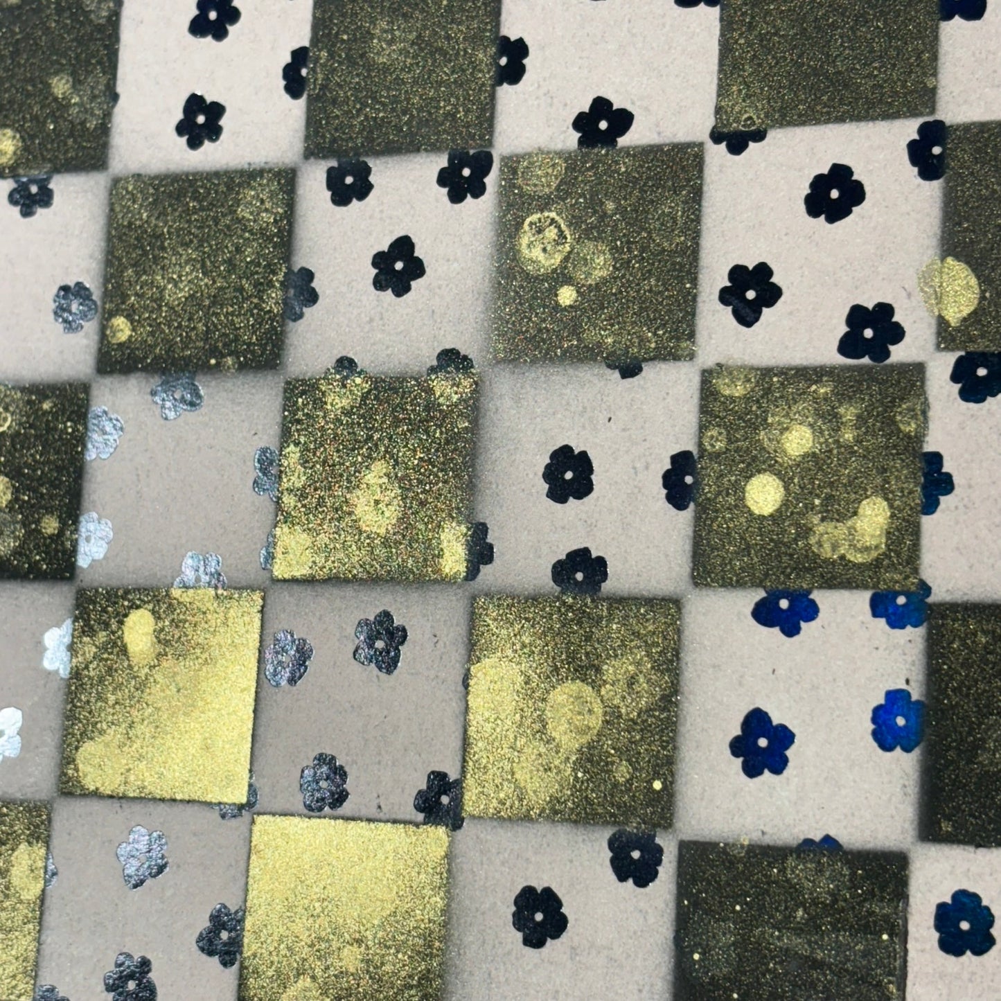 Golden Black Flower Mist - Scrapbook Chess Board