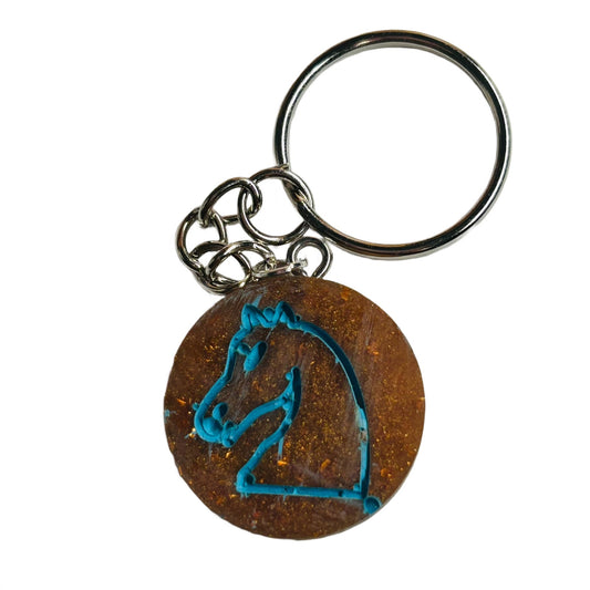 Rustic Blue Knight - Handmade Resin Keychain