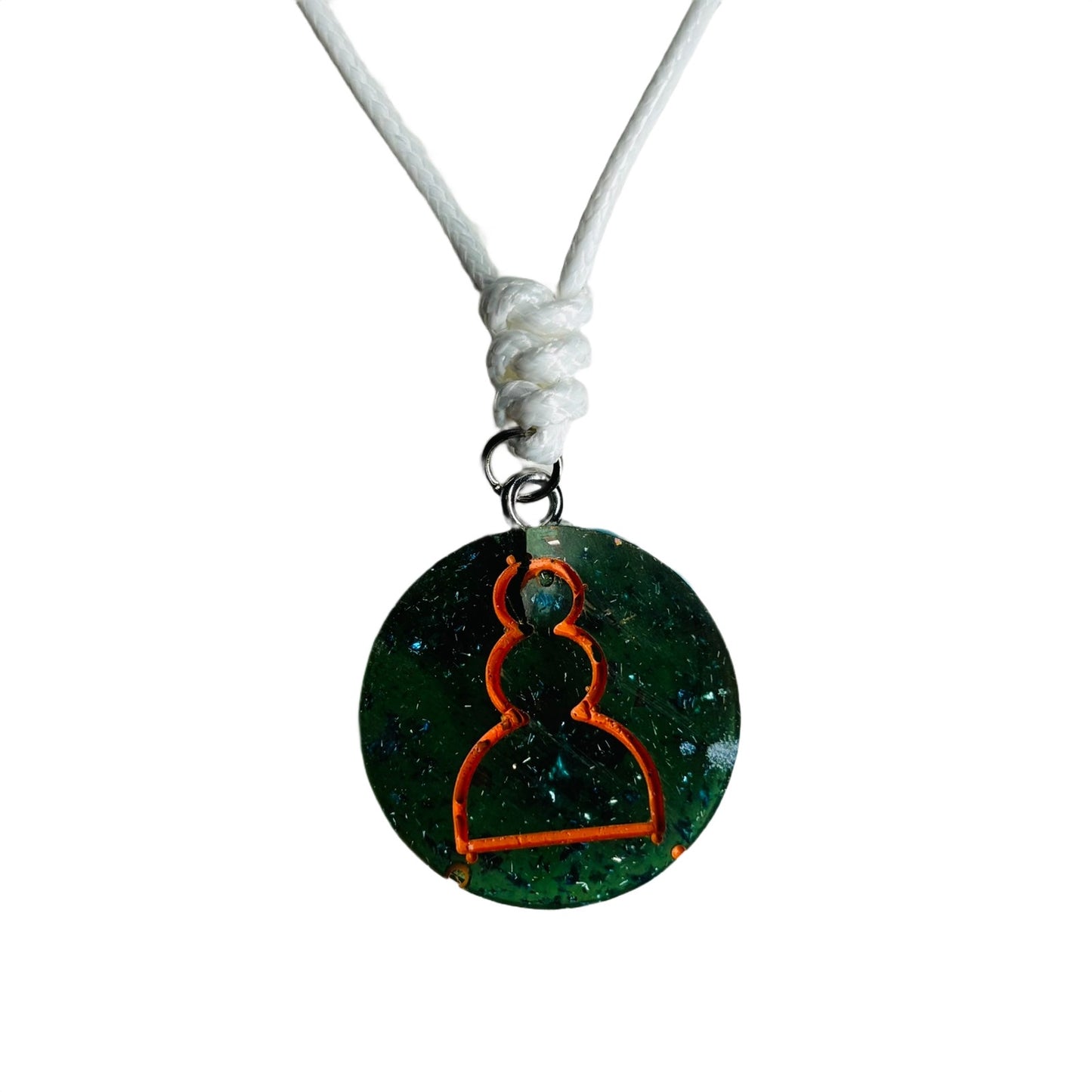 Green Orange Pawn - Handmade Resin Chess Necklace
