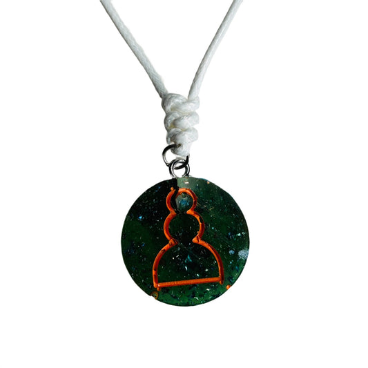 Green Orange Pawn - Handmade Resin Chess Necklace