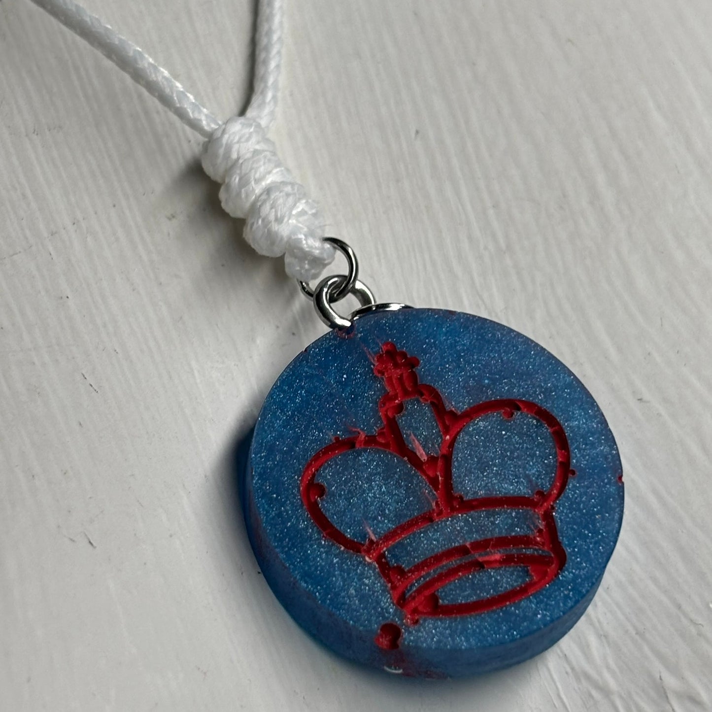 Blue King - Handmade Resin Chess Necklace