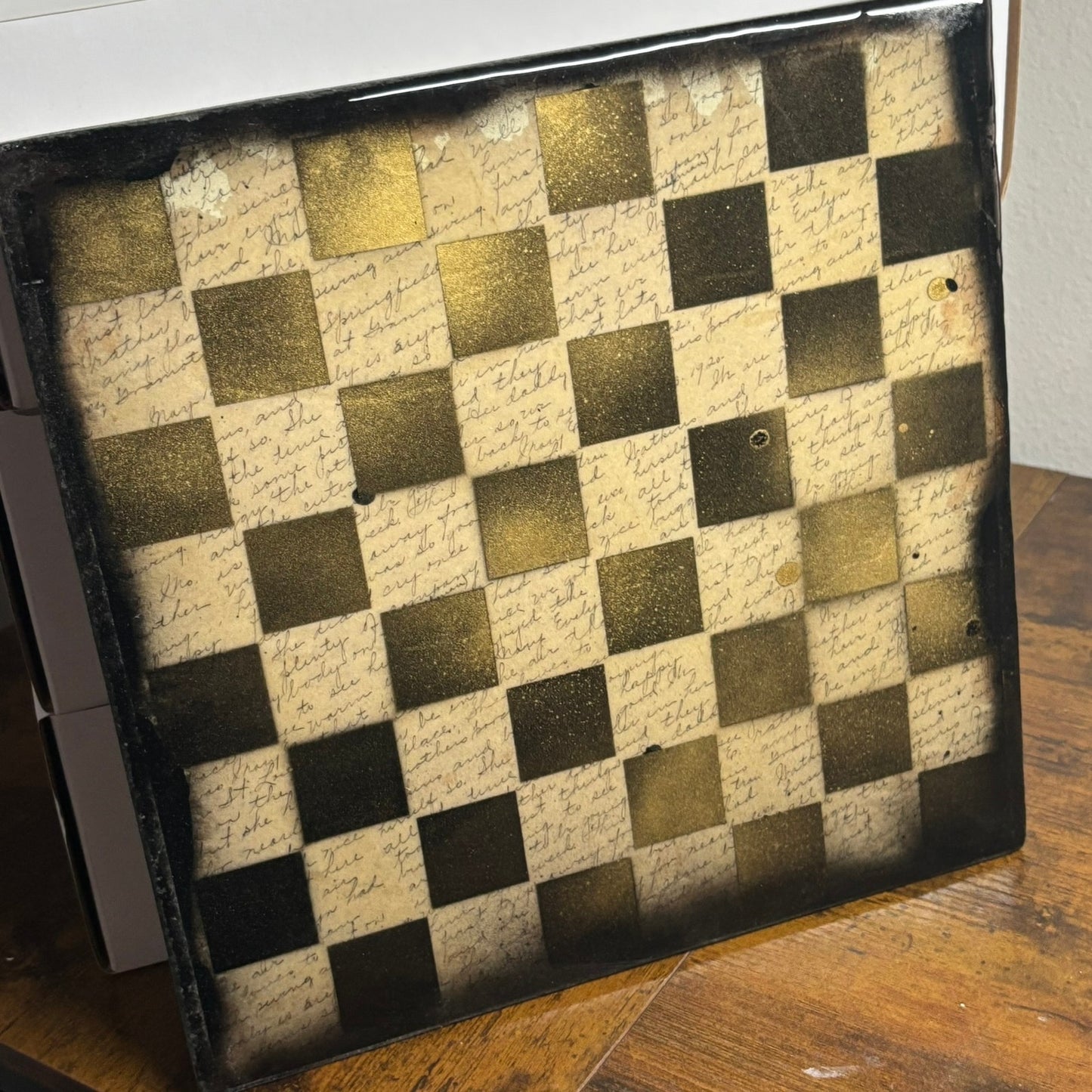 Cursive Gold - Resin Coated Chess Board
