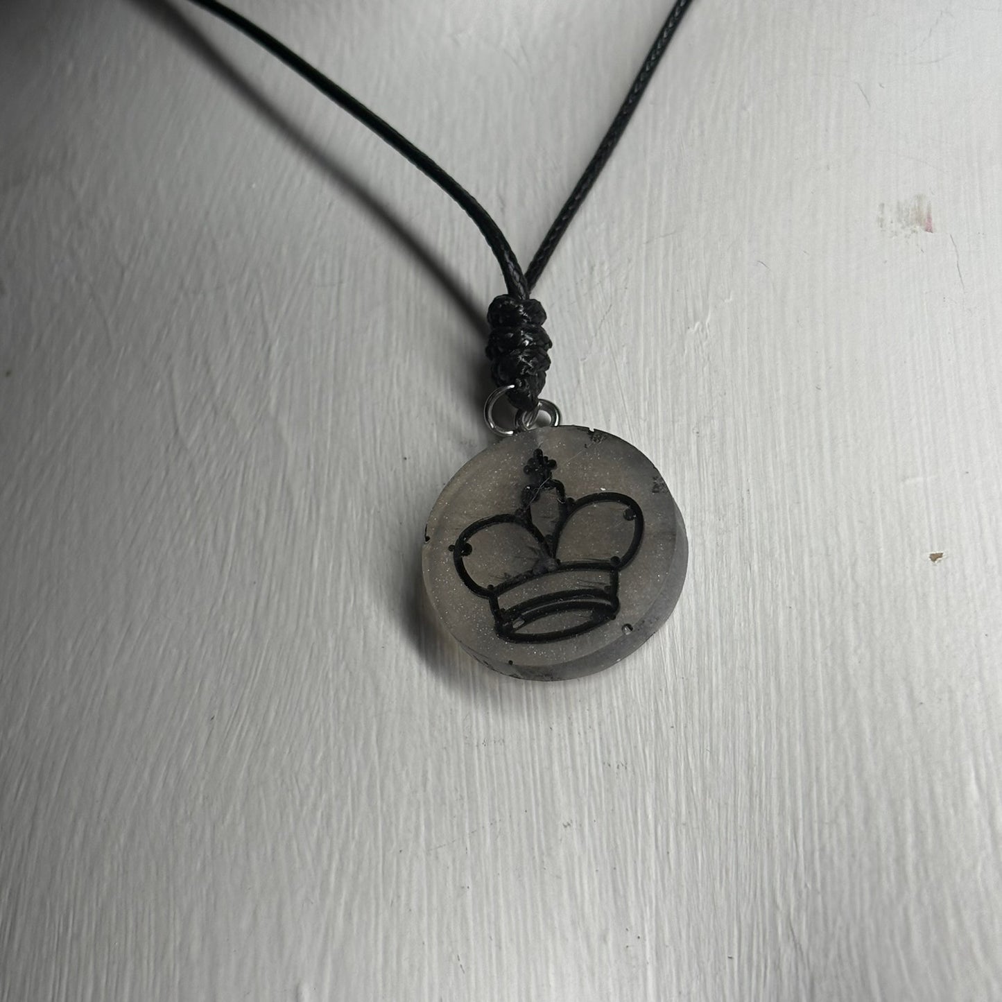 Silver King - Handmade Resin Chess Necklace