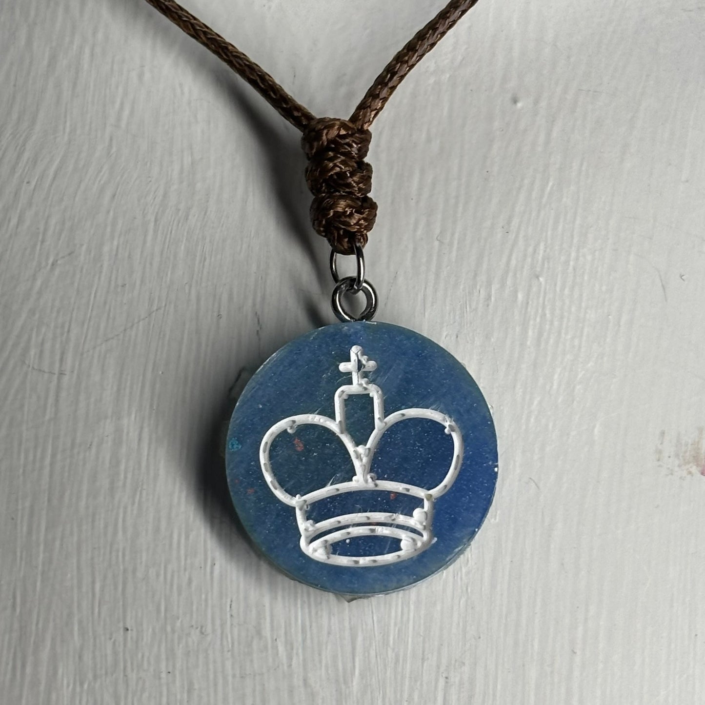 Blue King - Handmade Resin Chess Necklace