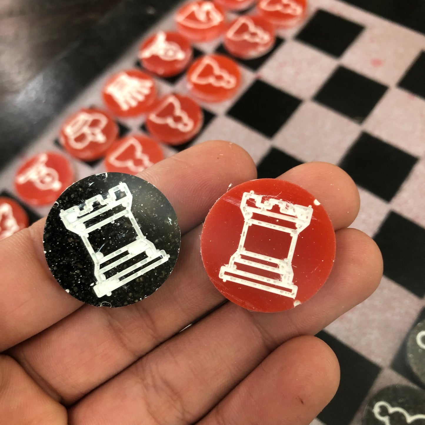 Red & Back - Painted Chess Set