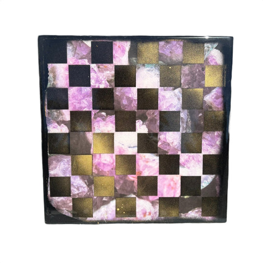 Purple Rocks - Resin Coated Chess Board
