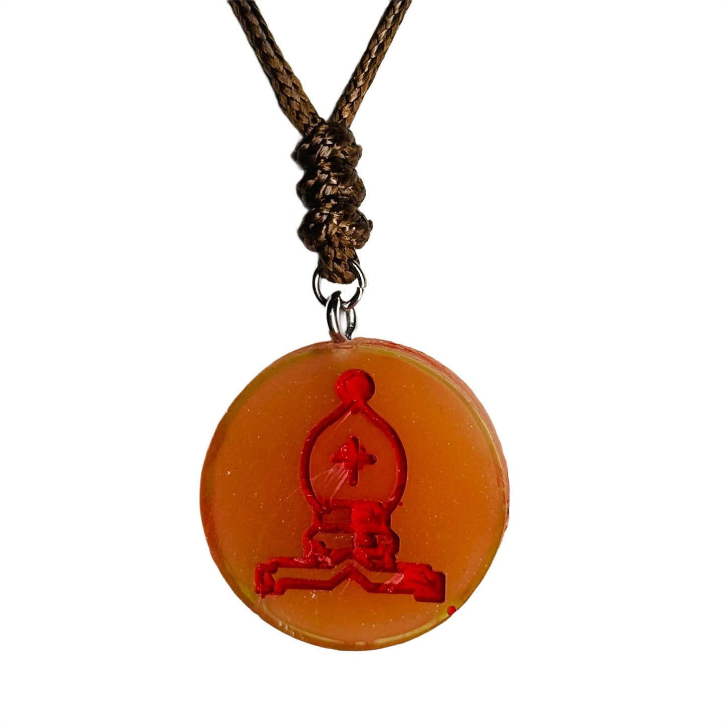 Hot Orange Bishop - Handmade Resin Chess Necklace