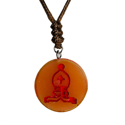 Hot Orange Bishop - Handmade Resin Chess Necklace